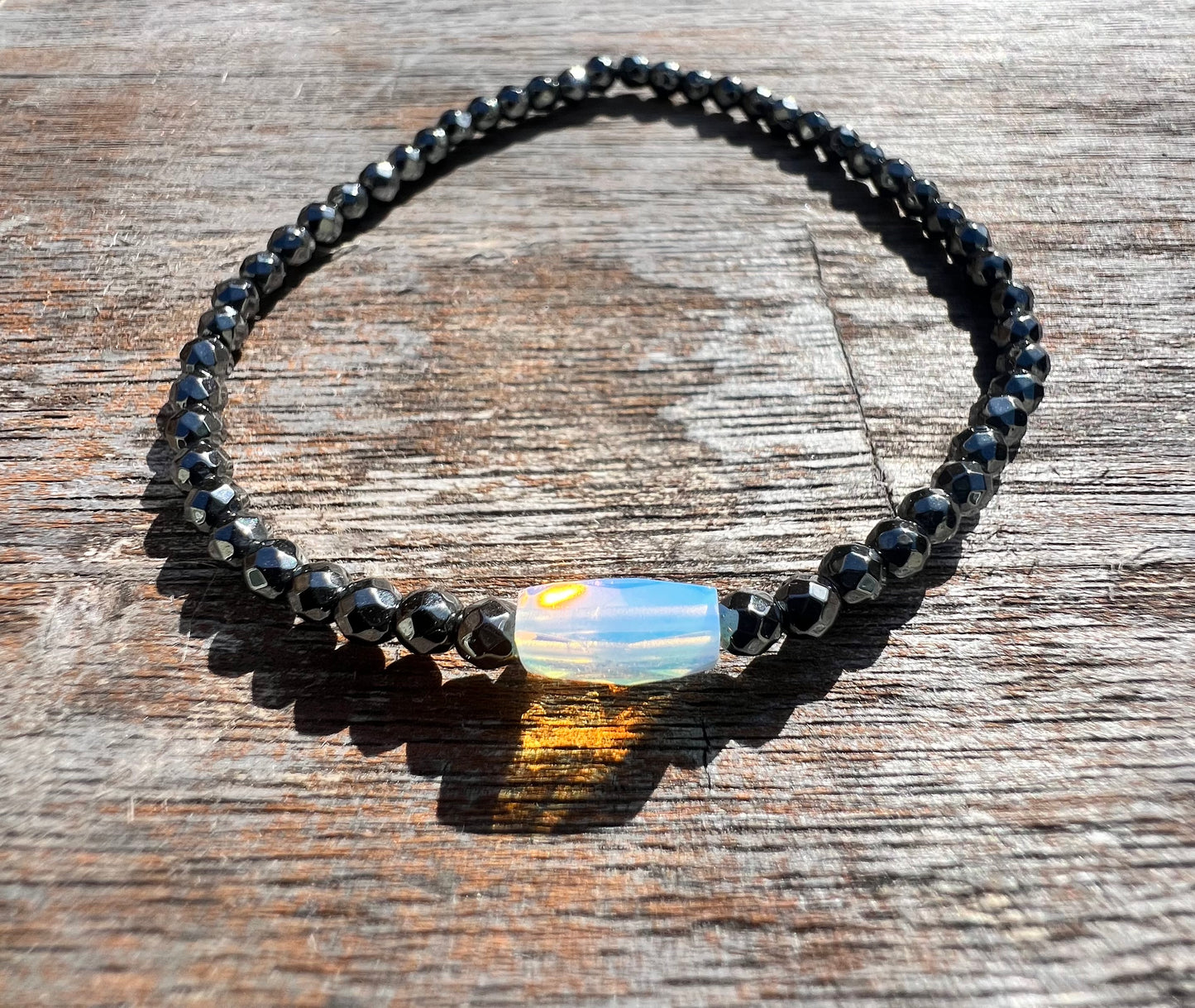 Mini Gunmetal Opalite Power Bracelet