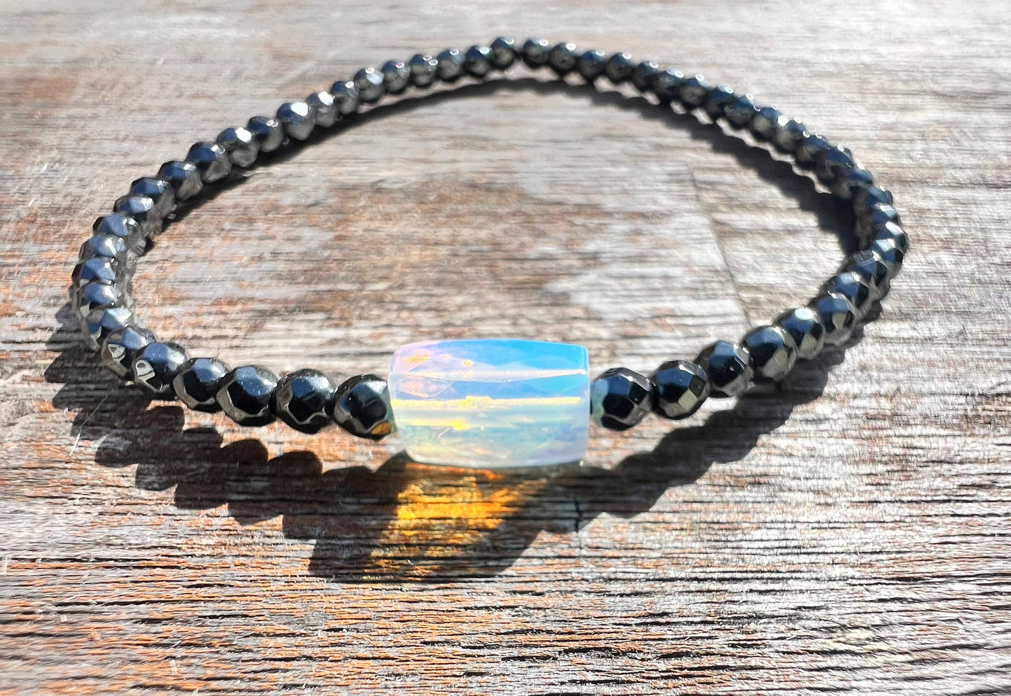 Mini Gunmetal Opalite Power Bracelet