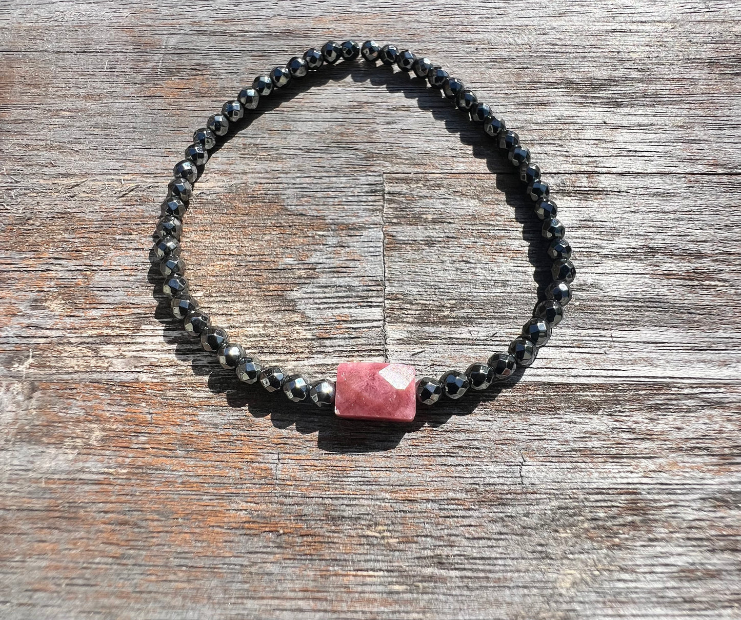 Mini Gunmetal Rhodonite Power Bracelet