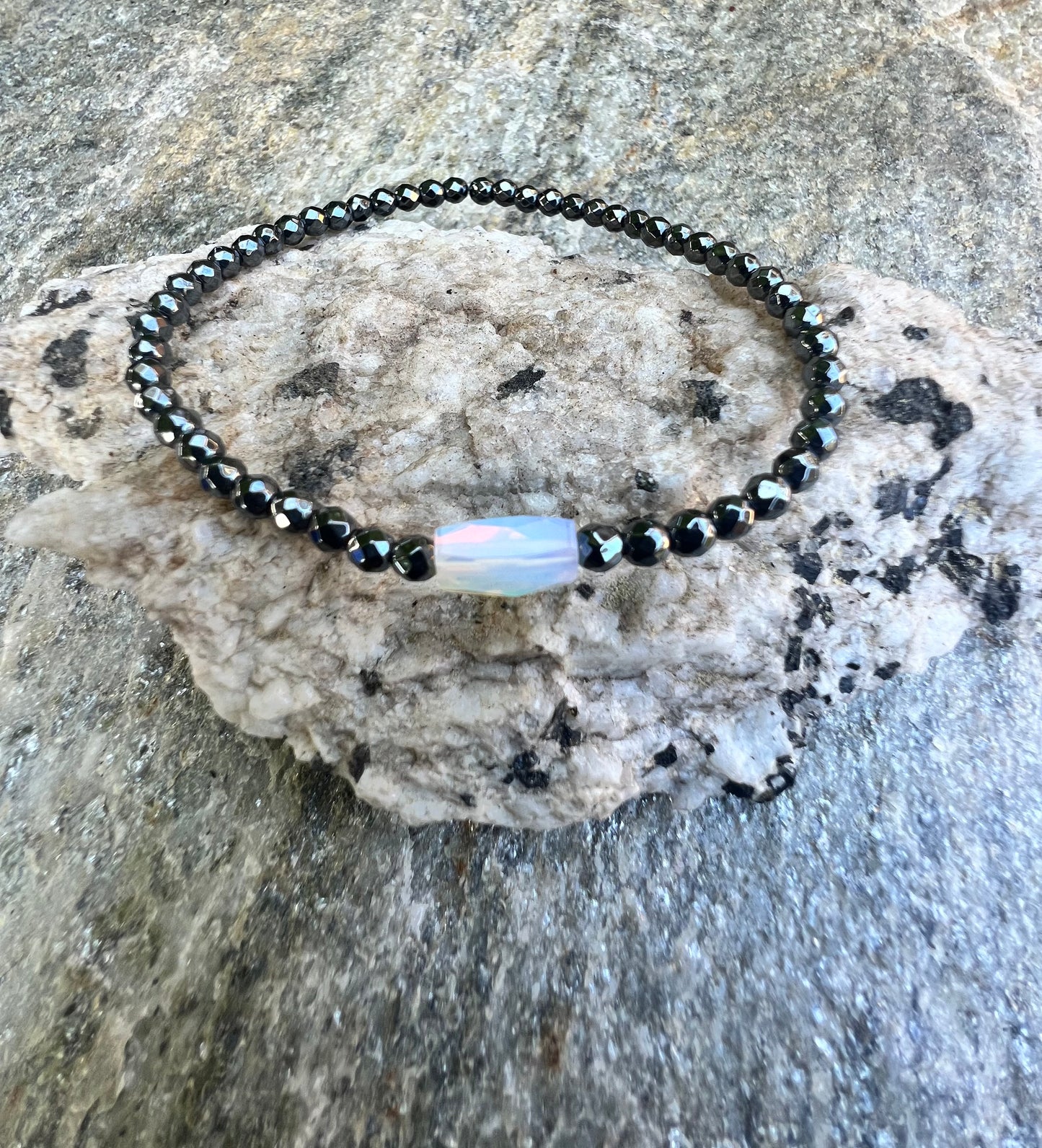 Mini Gunmetal Opalite Power Bracelet