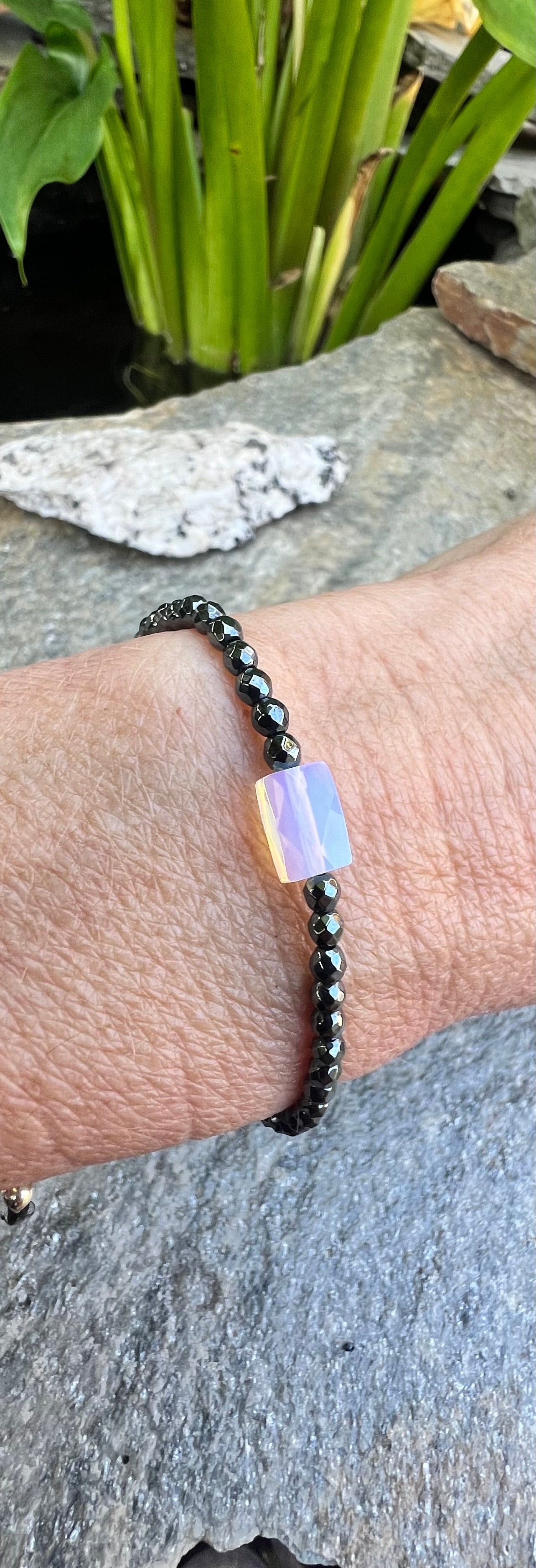 Mini Gunmetal Opalite Power Bracelet