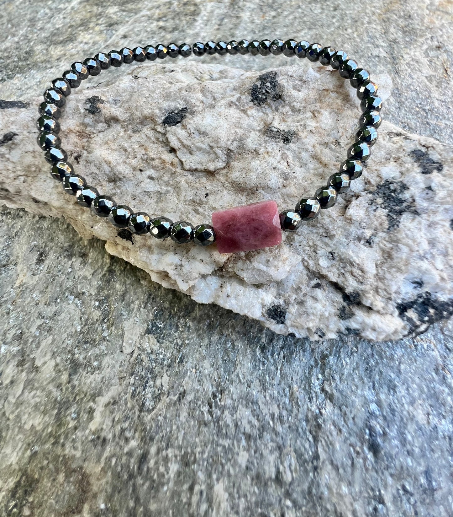 Mini Gunmetal Rhodonite Power Bracelet