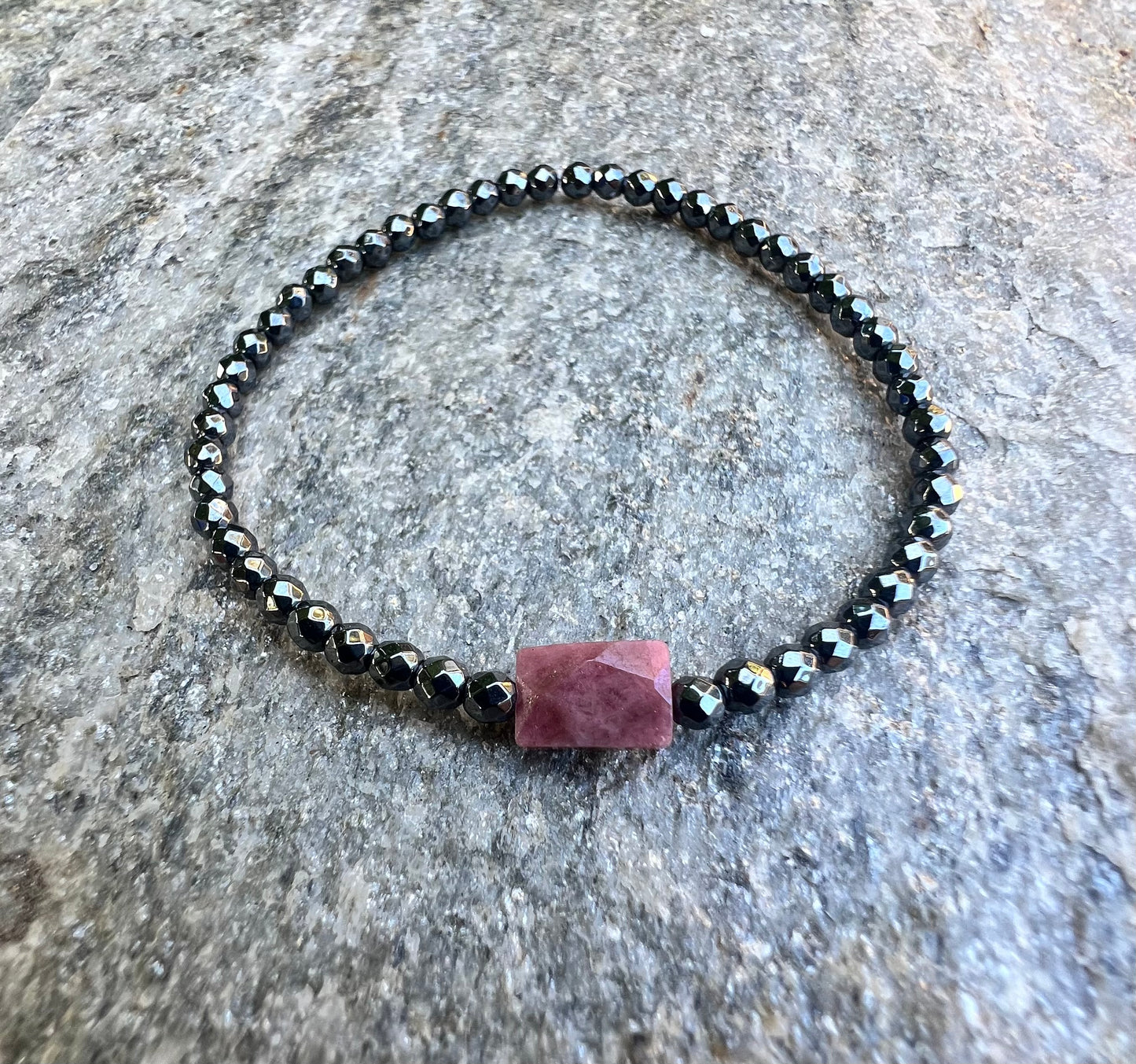 Mini Gunmetal Rhodonite Power Bracelet