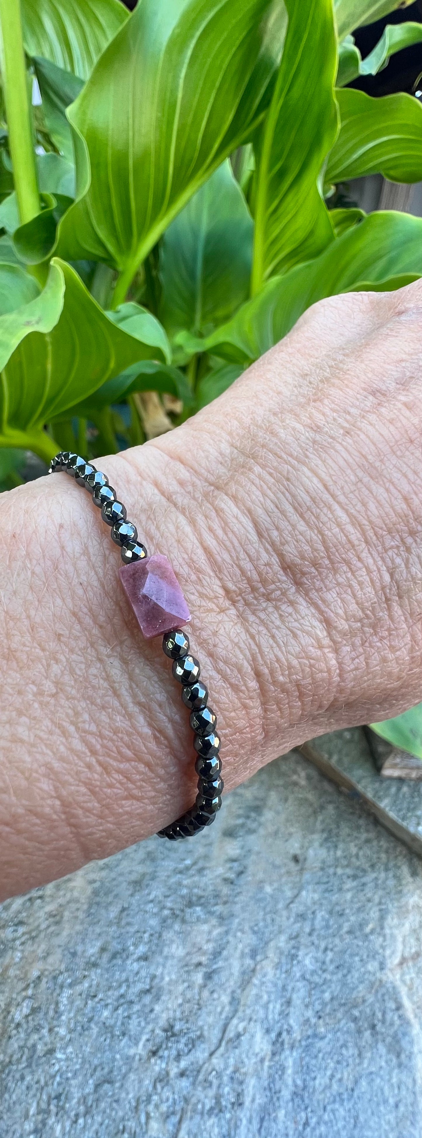 Mini Gunmetal Rhodonite Power Bracelet