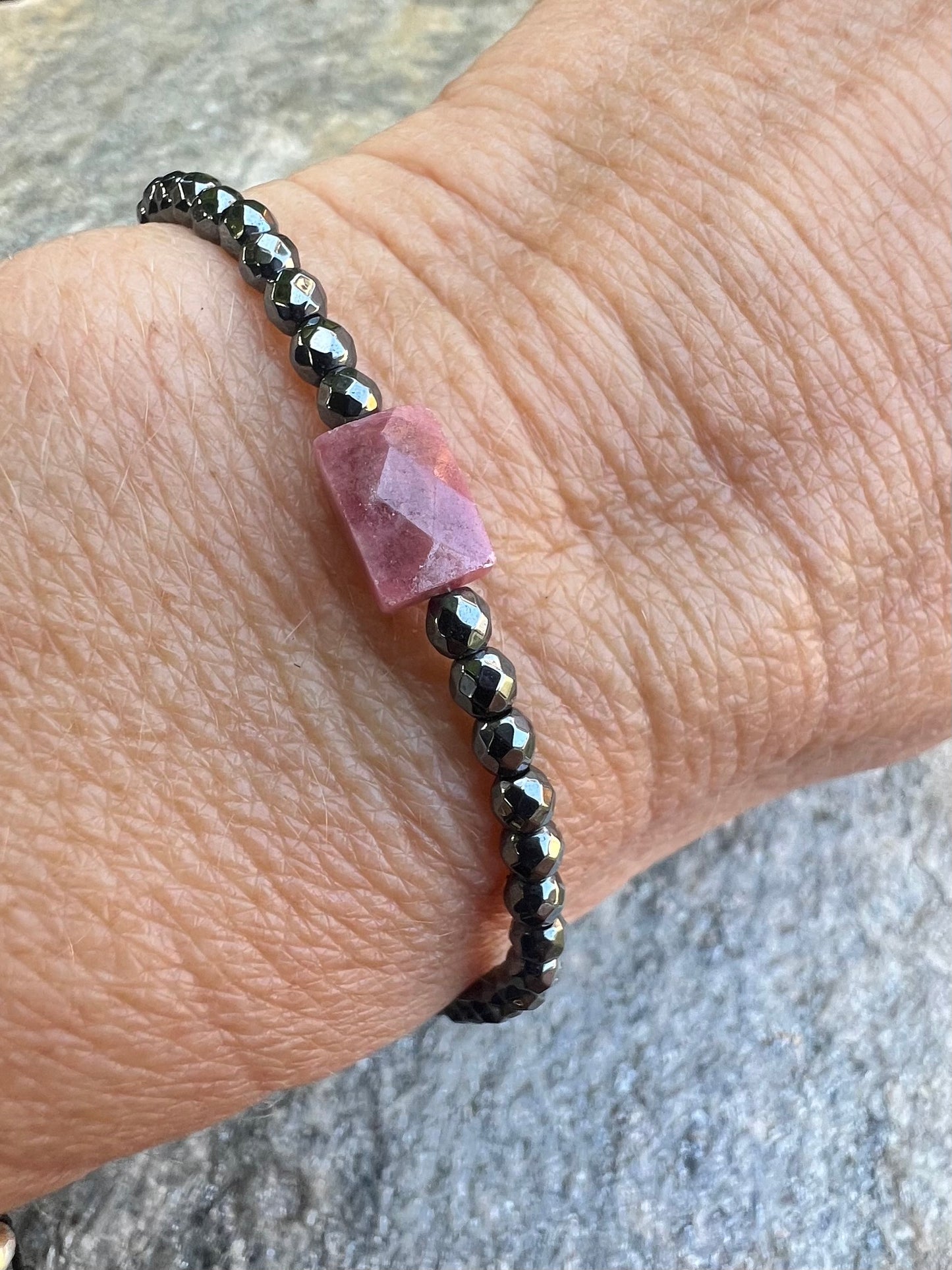 Mini Gunmetal Rhodonite Power Bracelet