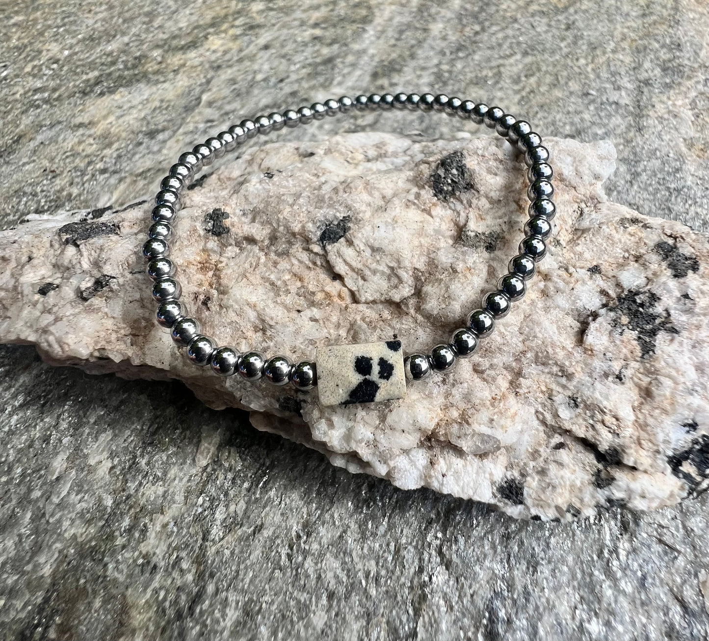Mini Silver Dalmatian Jasper Power Bracelet