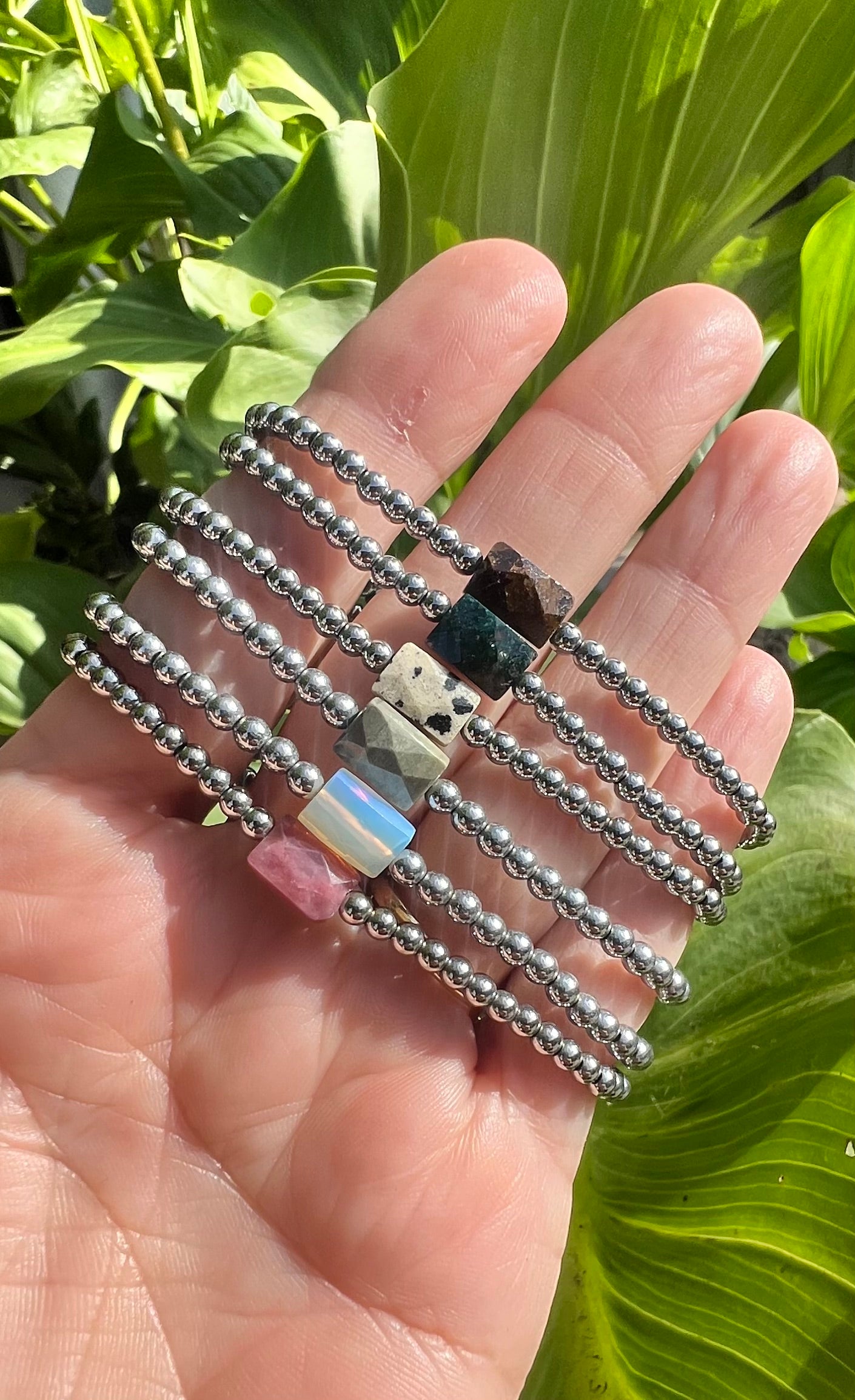 Mini Silver Dalmatian Jasper Power Bracelet