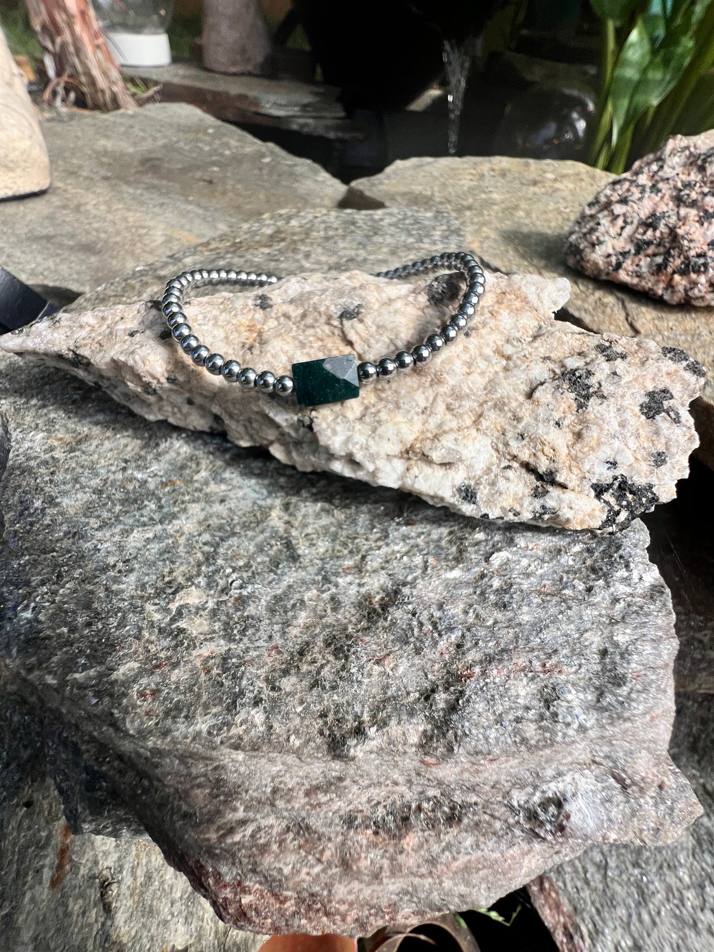 Mini Silver Moss Agate Power Bracelet
