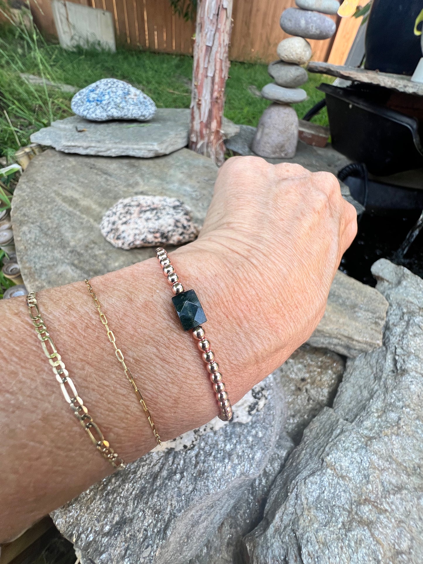 Mini Rose Moss Agate Power Bracelet