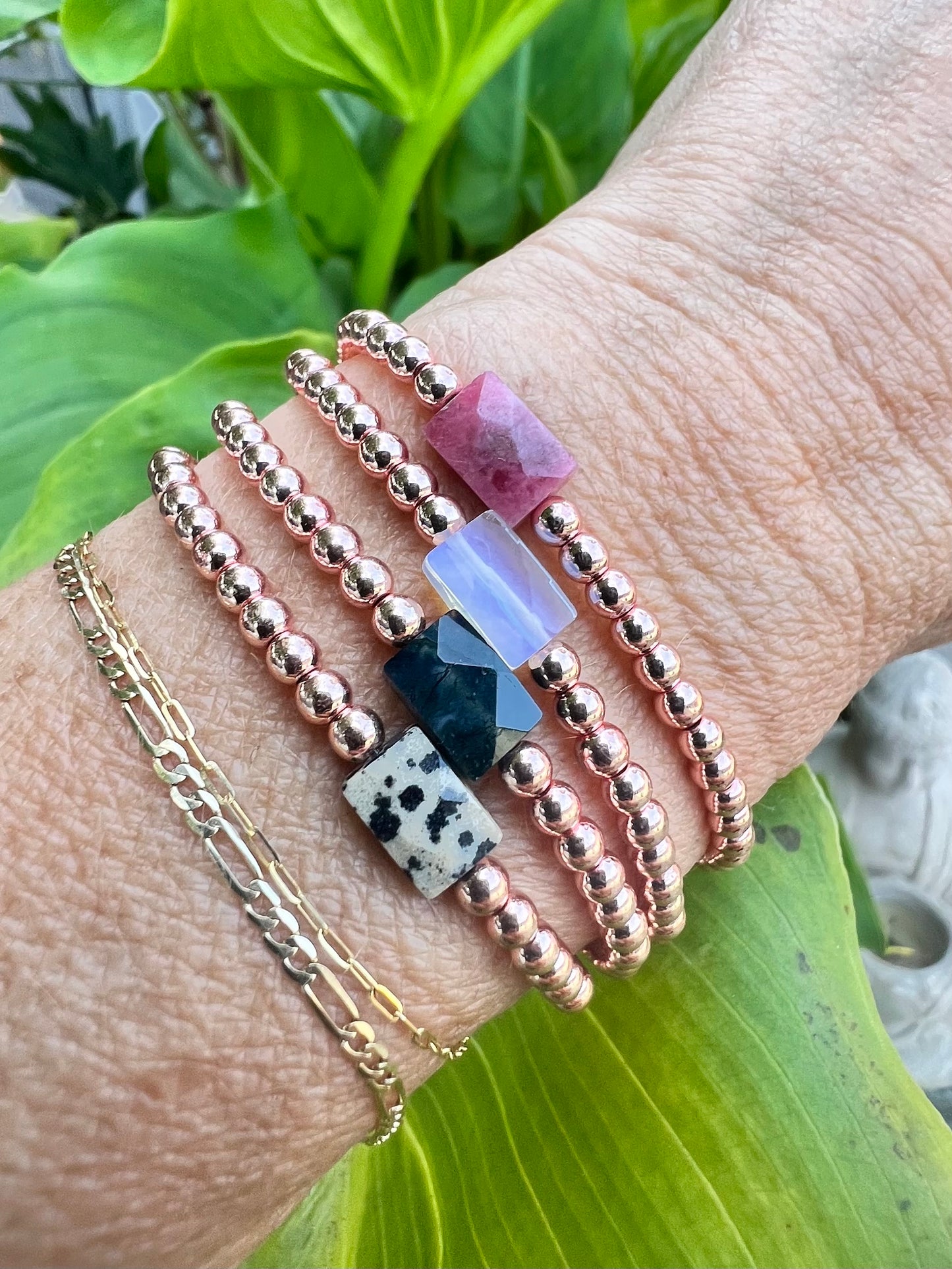 Mini Rose Moss Agate Power Bracelet