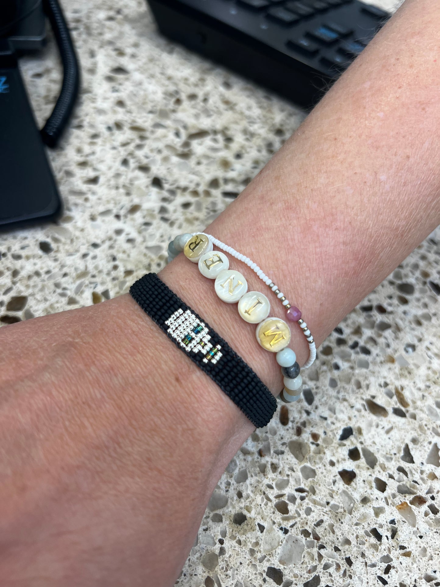 Skull Seed Bead Bracelet