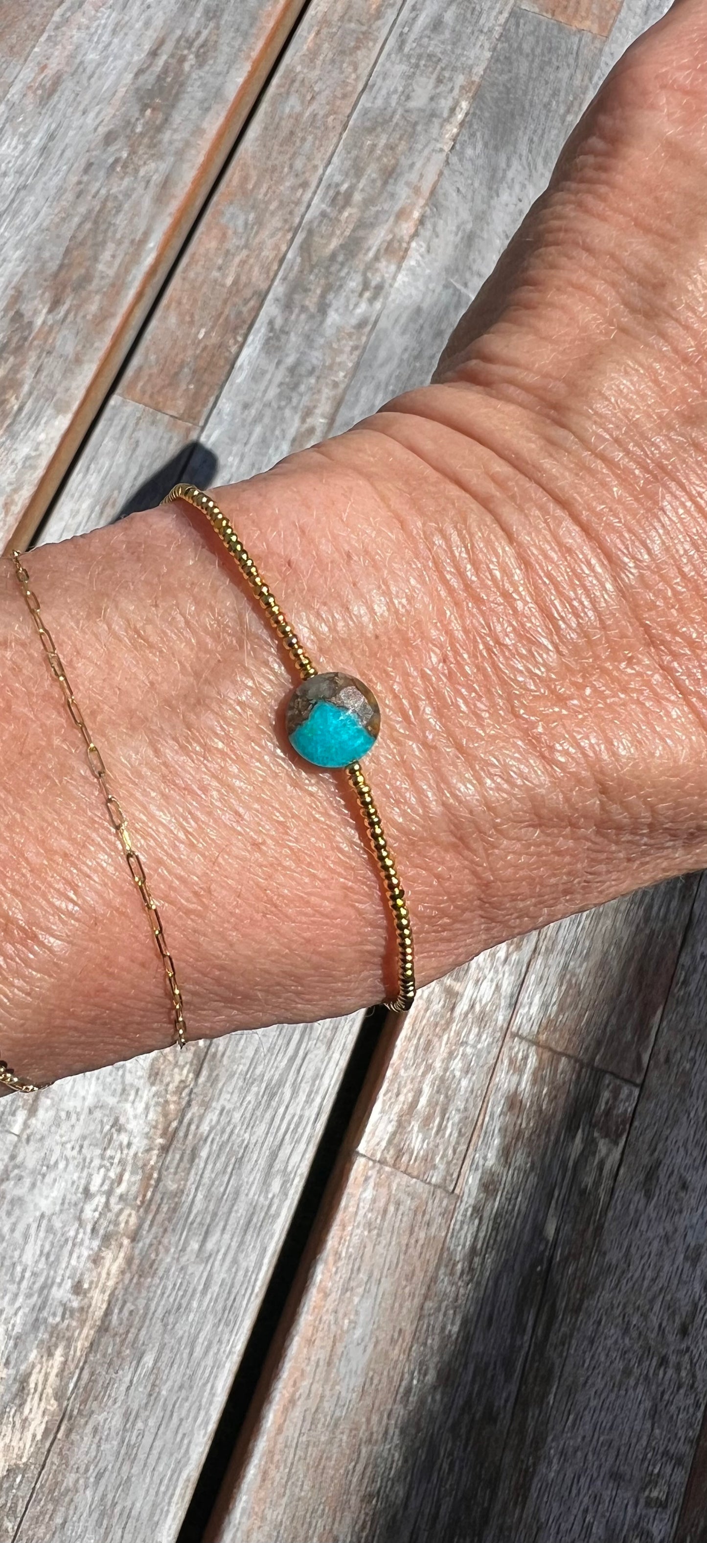 Persian Turquoise 24 Karat Beaded Bracelet