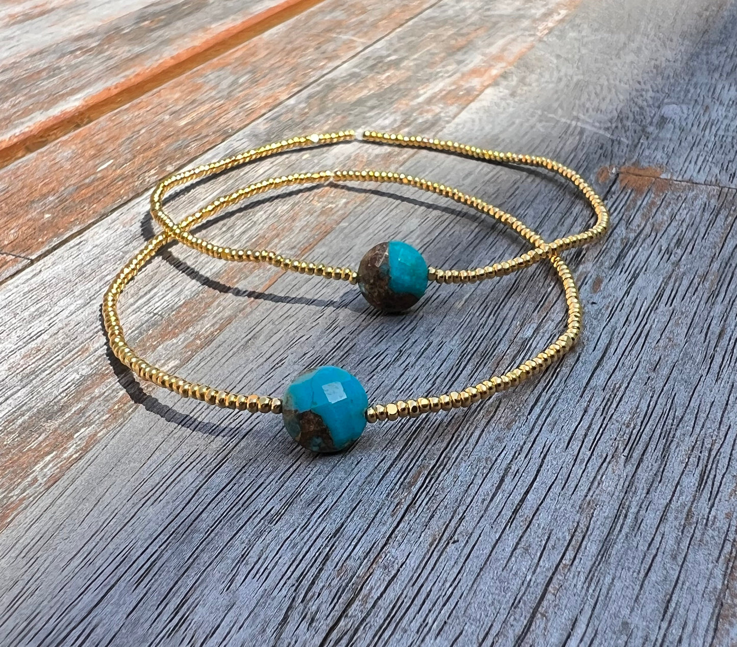 Persian Turquoise 24 Karat Beaded Bracelet