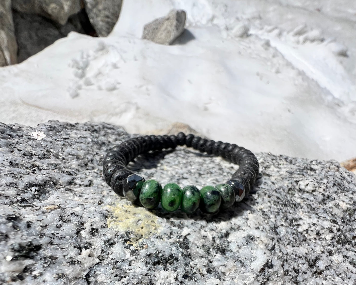 Mens Ruby Zoisite Bracelet