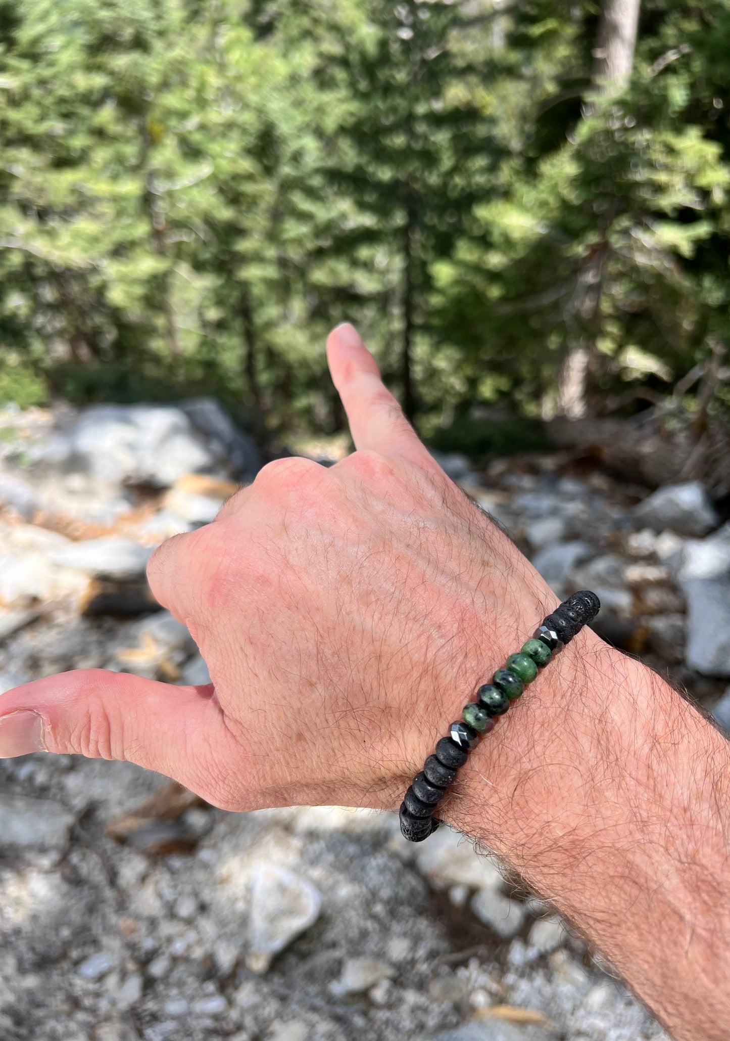 Mens Ruby Zoisite Bracelet