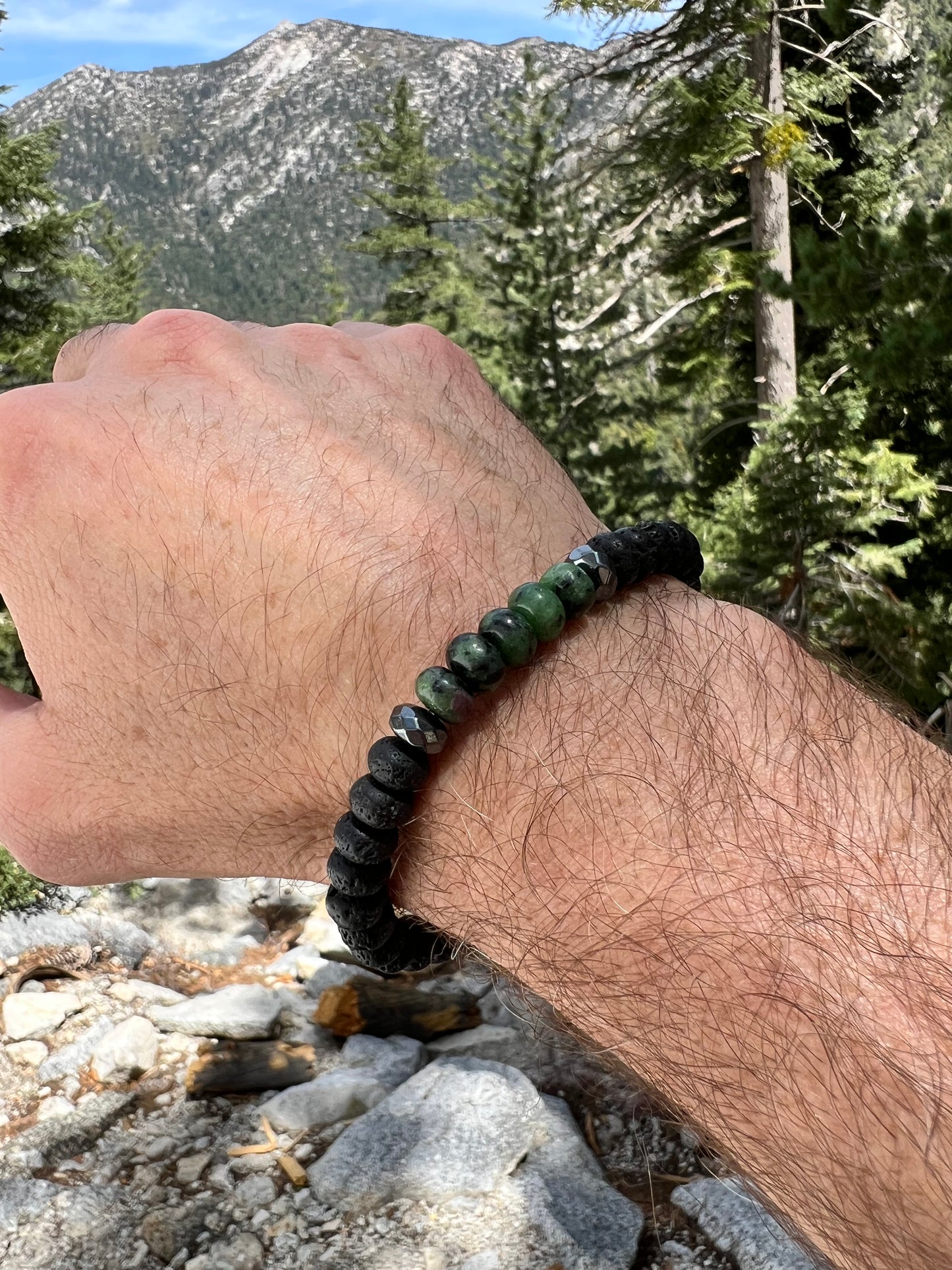 Mens Ruby Zoisite Bracelet