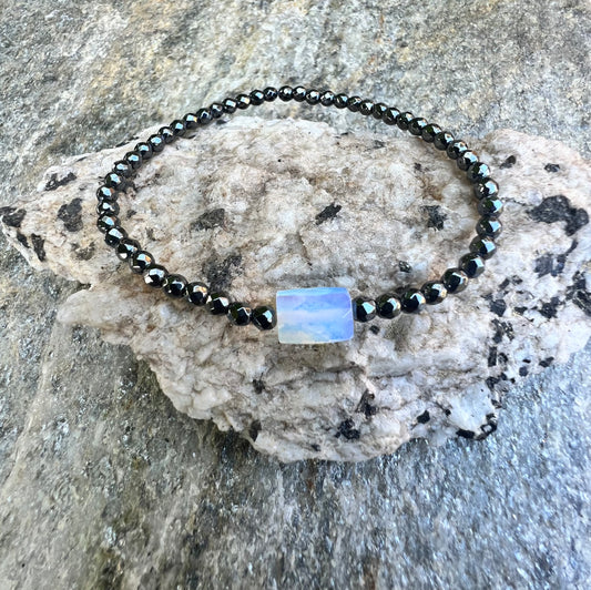 Mini Gunmetal Opalite Power Bracelet