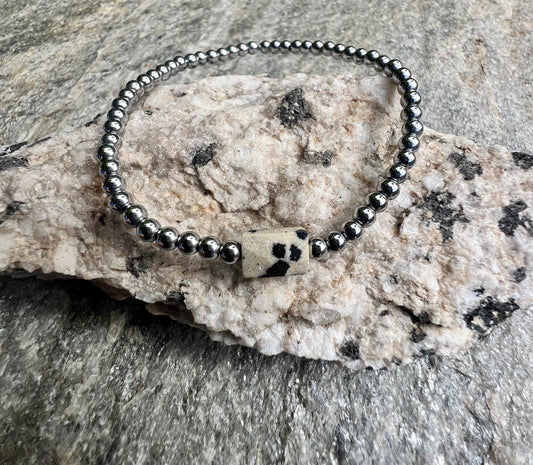 Mini Silver Dalmatian Jasper Power Bracelet