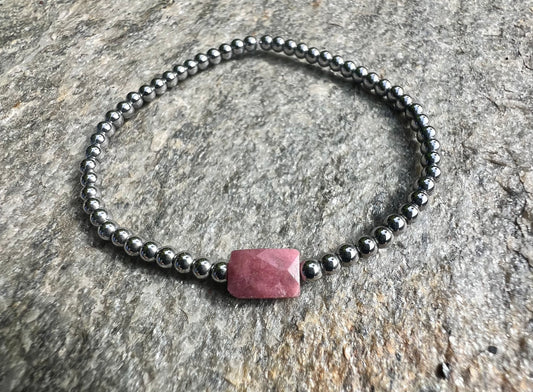 Mini Silver Rhodonite Power Bracelet