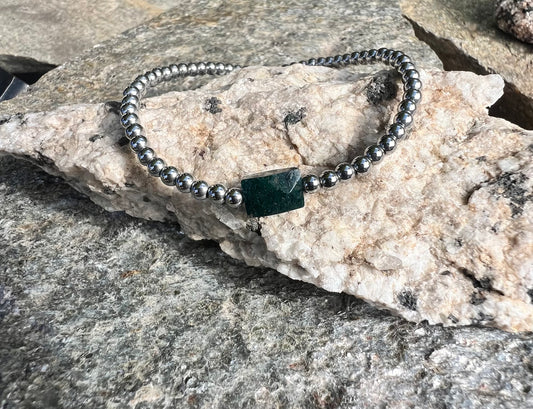 Mini Silver Moss Agate Power Bracelet