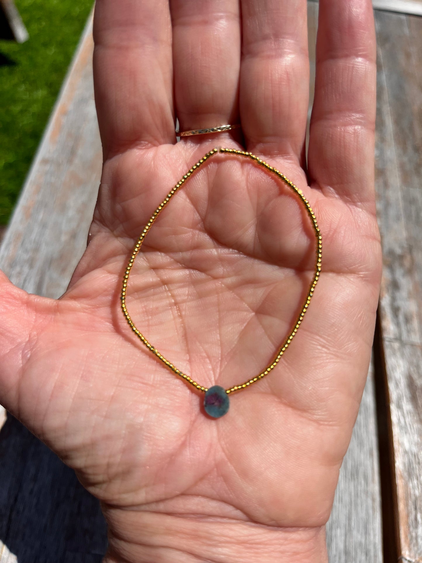 Ruby Zoisite 24 Karat Beaded Bracelet