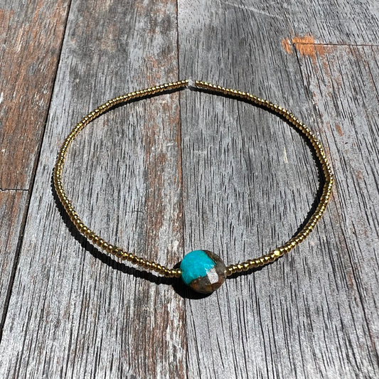 Persian Turquoise 24 Karat Beaded Bracelet