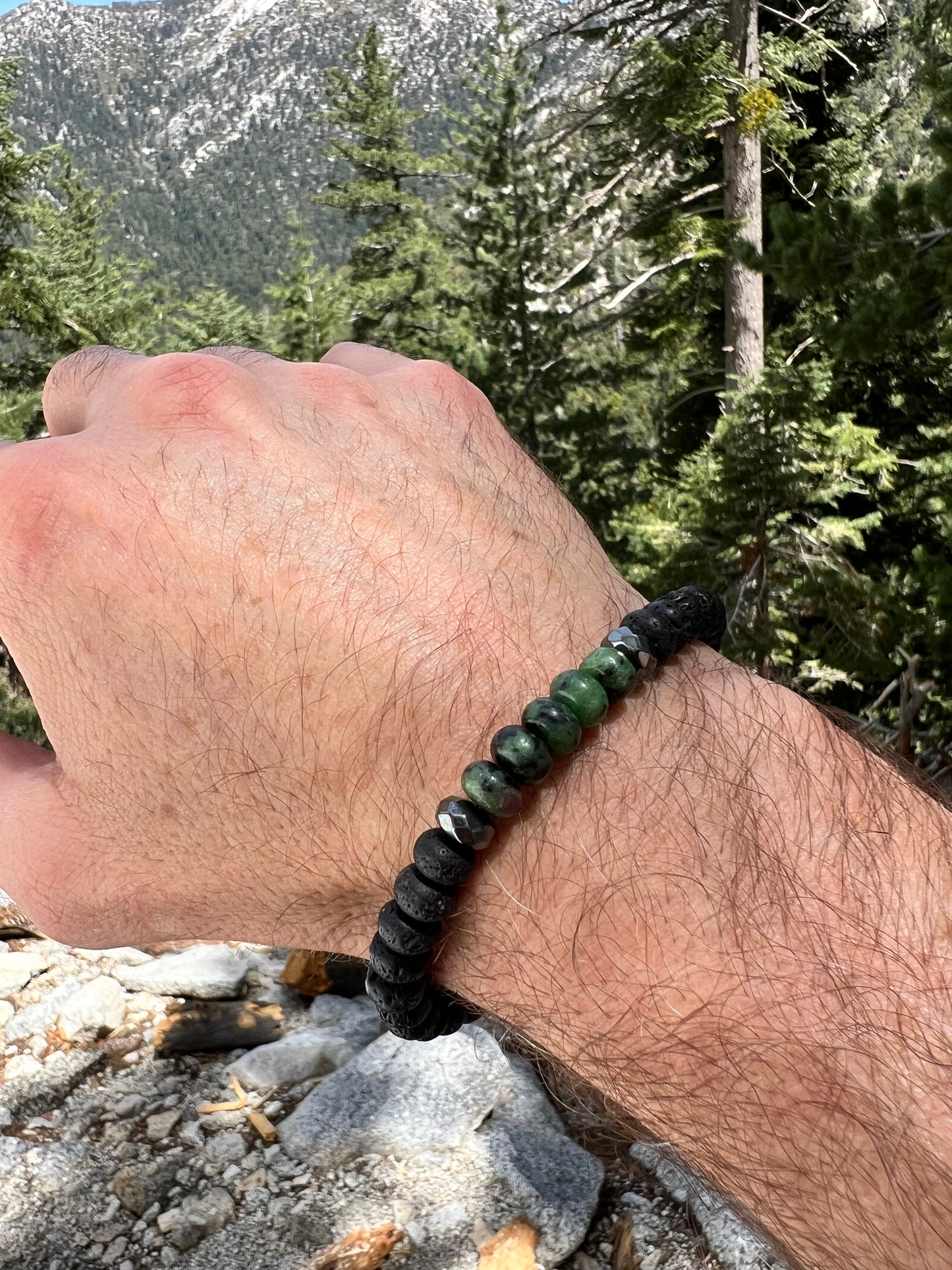 Mens Ruby Zoisite Bracelet